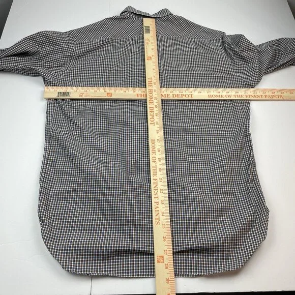 Billy Reid Shirt Mens M Blue Red Long Sleeve Button Up Gingham 100% Cotton Italy - Picture 3 of 9